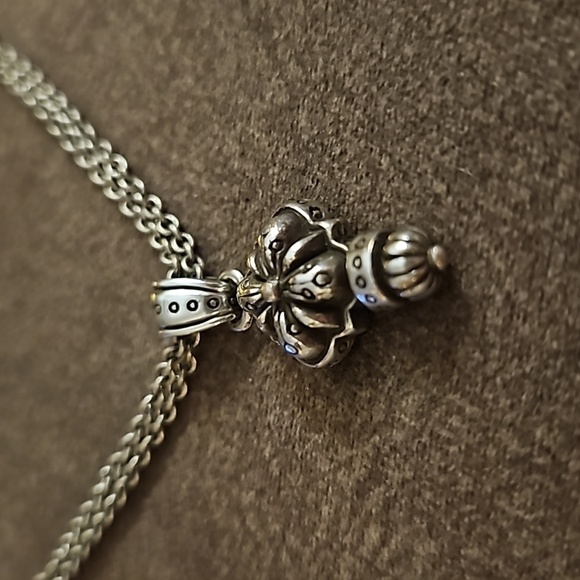 VTG BRIGHTON Silver Plated Floral Castlecore Pendant Necklace - Picture 4 of 9